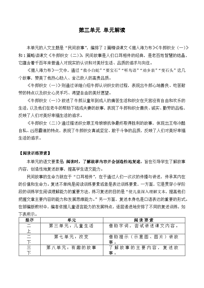 第三单元（单元解读）- 五年级语文上册部编版 学案01