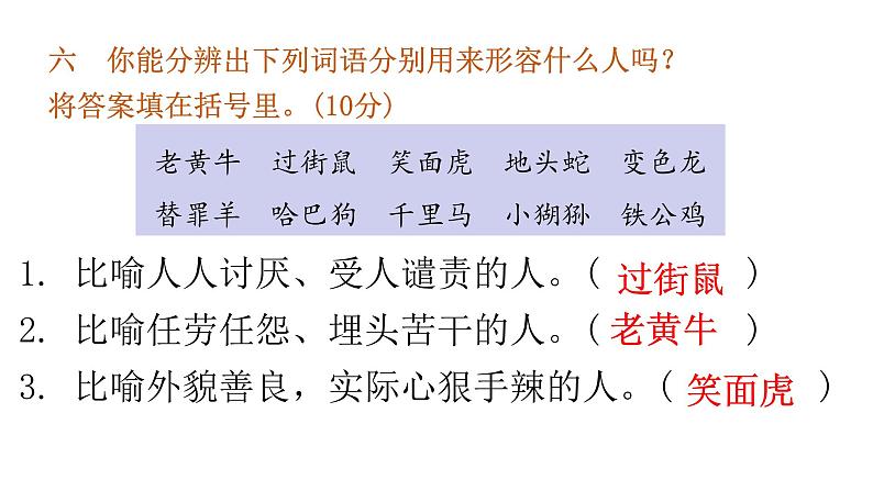 小学毕业语文总复习第三章词语过关训练教学课件第7页