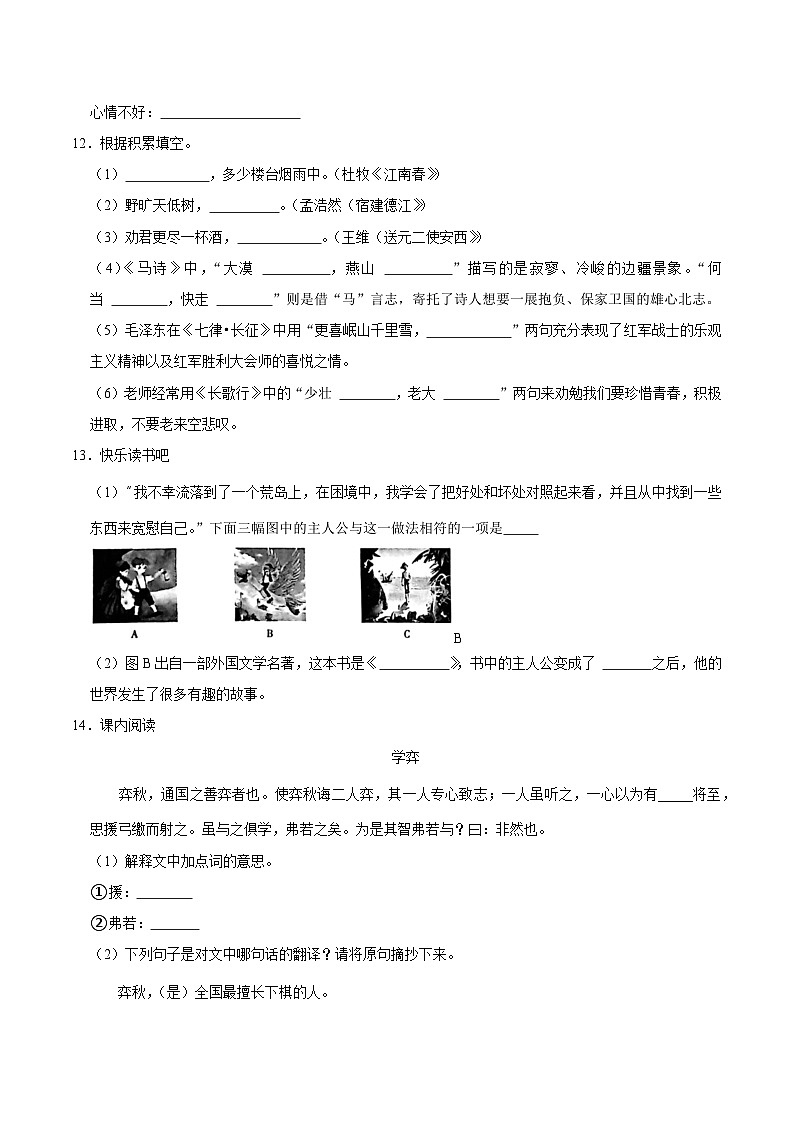 贵州省毕节市赫章县2023年小升初语文试卷（解析版）第3页