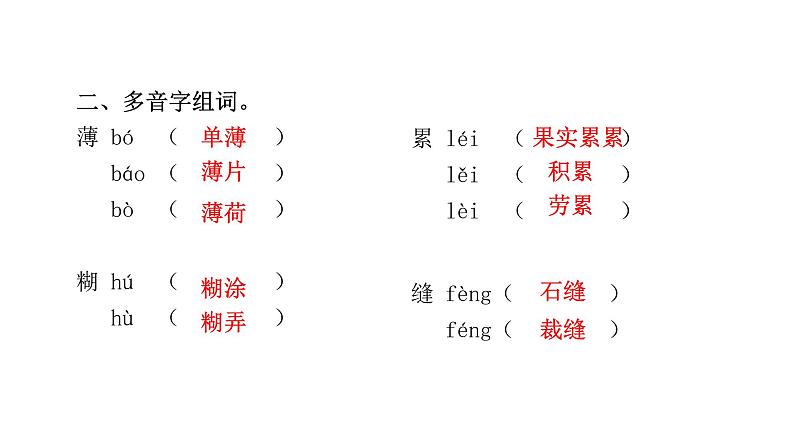 人教版小学语文六年级上册专项复习一字、音课件第3页