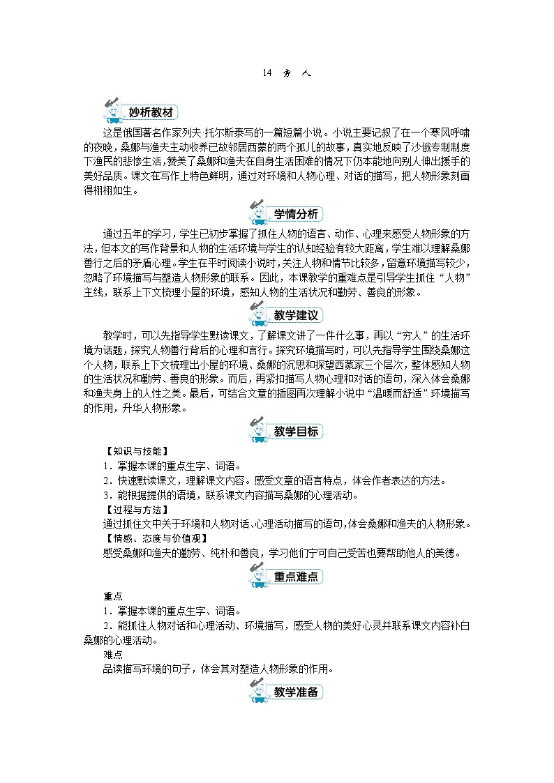 六年级上册语文（人教版）第4单元 14《穷人》 PPT课件+教案+练习01