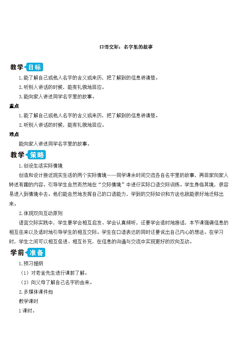 口语交际：名字里的故事（课件+教案）01