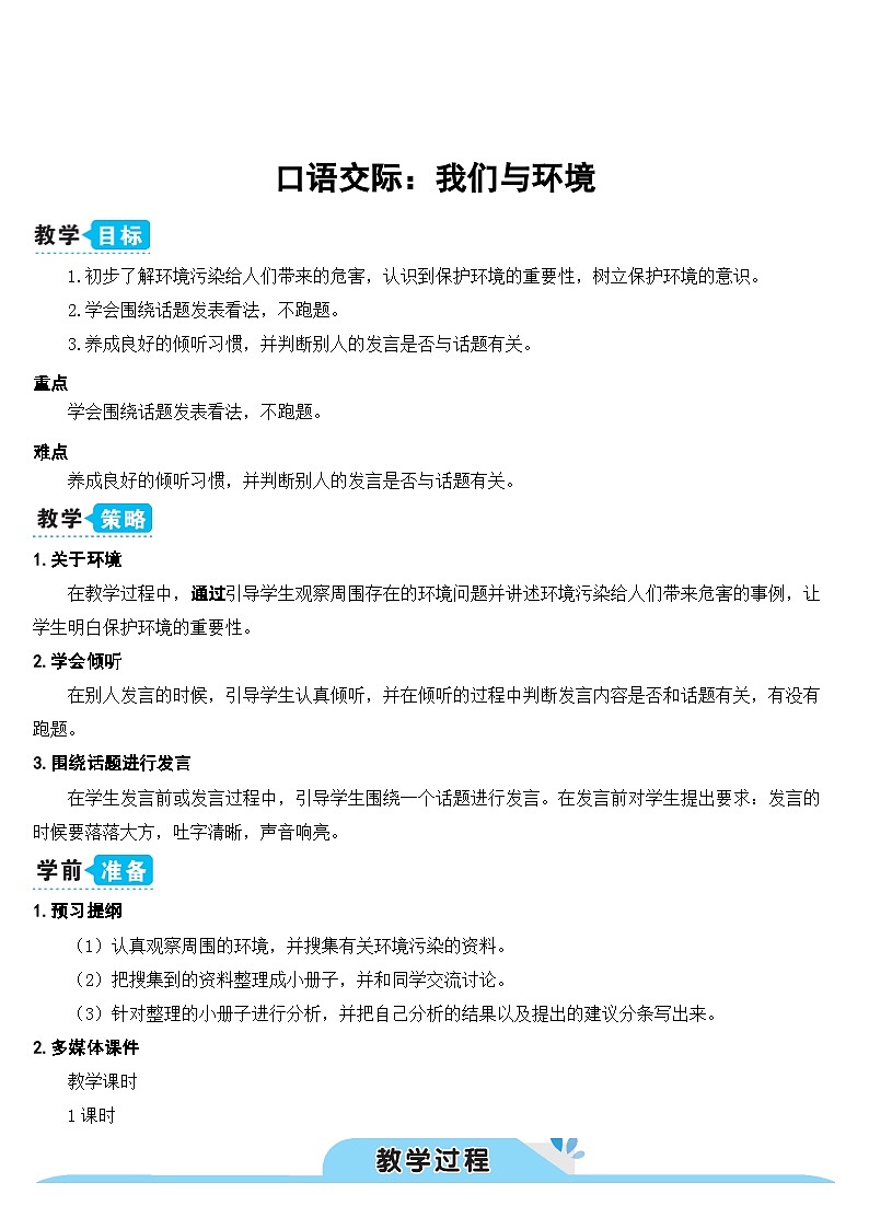 口语交际：我们与环境（课件+教案）01