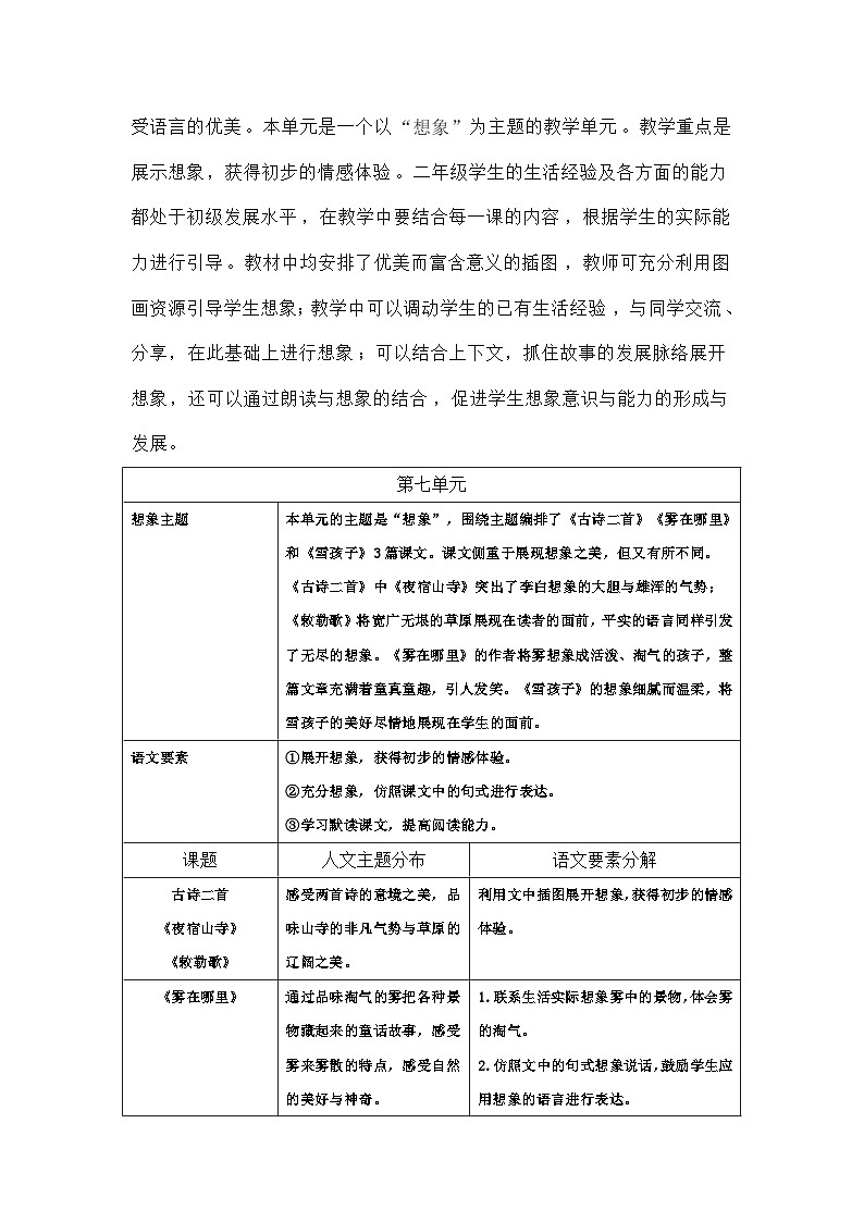 【单元教案】部编版语文二年级上册--第七单元整体教学设计03