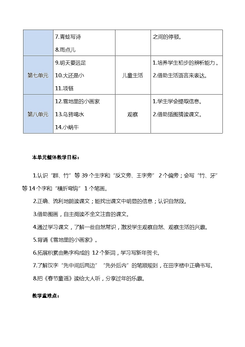 【单元教案】部编版语文一年级上册--第八单元整体教学设计03