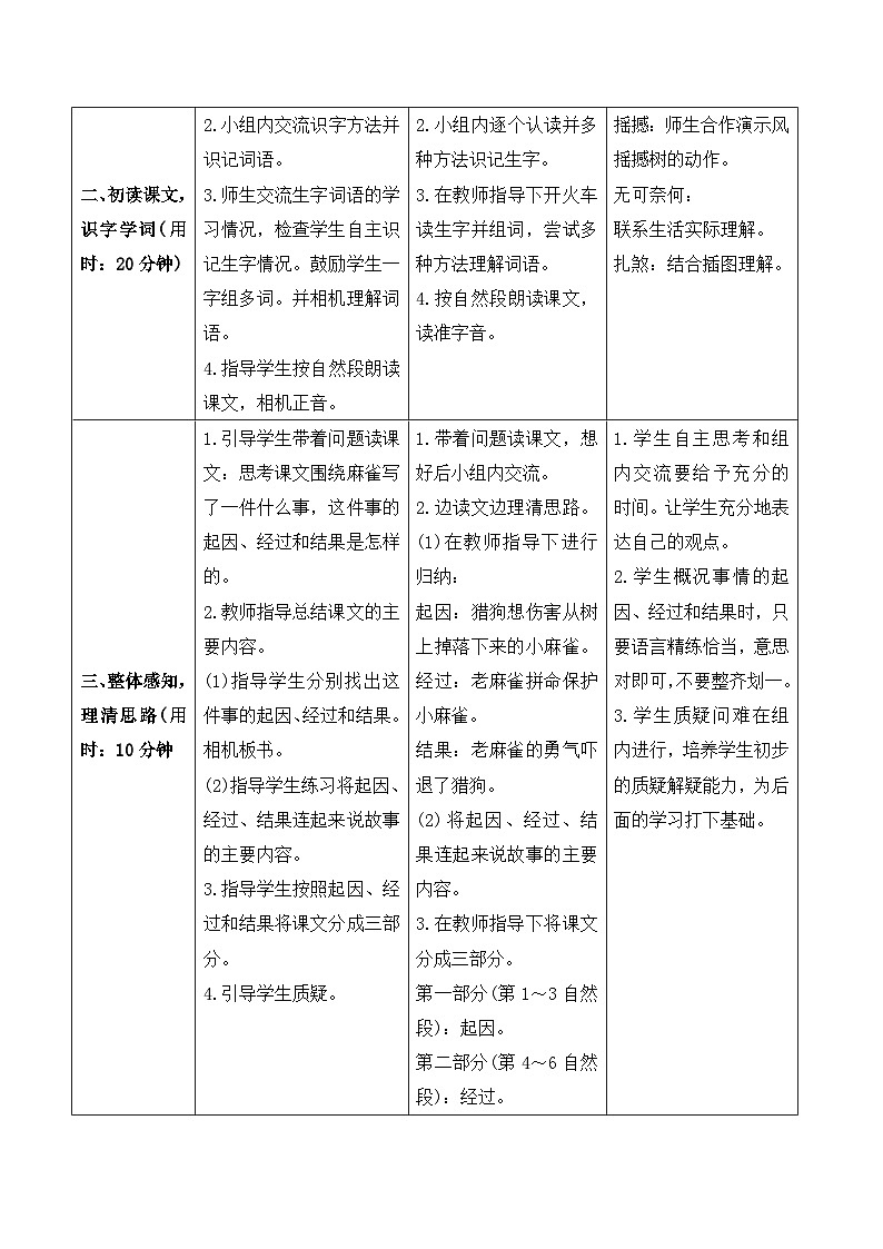 人教部编版语文四上 16《麻雀》导学案02