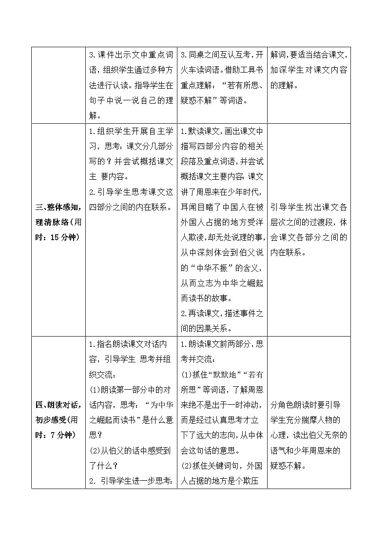 人教部编版语文四上 22《为中华之崛起而读书》导学案02