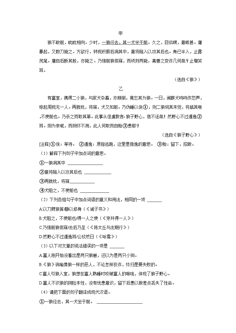 2023年山东省青岛高新区青岛实验学校小升初语文试卷（含解析）03