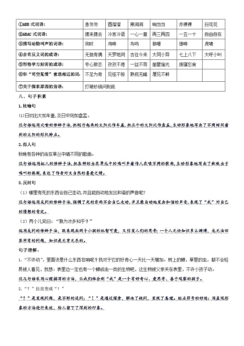 【单元复习】部编版语文六年级下册-第五单元复习讲义（讲义+检测）03