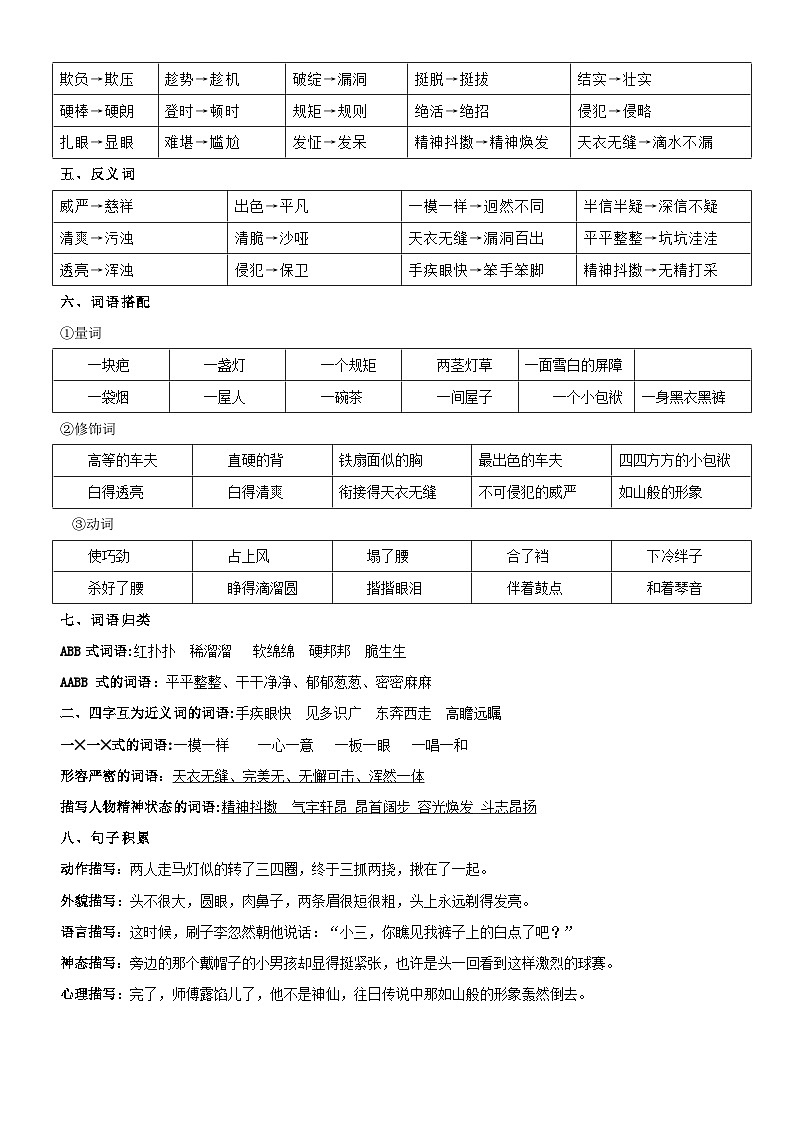 【单元复习】部编版语文五年级下册-第五单元复习讲义（讲义+检测）02