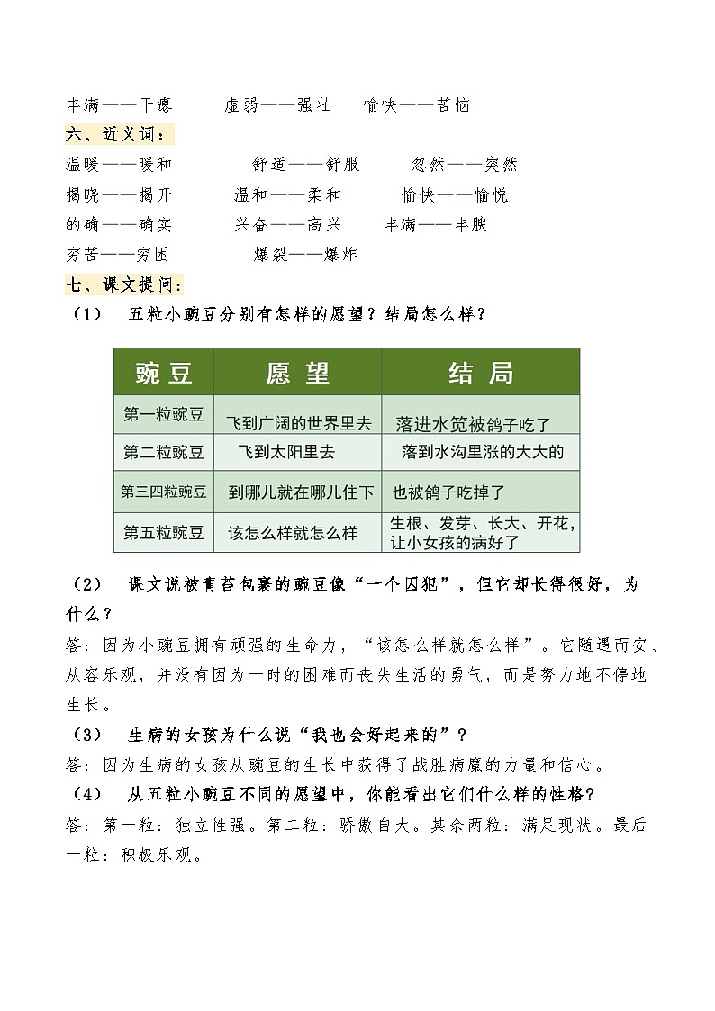 【单元复习讲义】部编版语文四年级上册-第二单元复习讲义（知识梳理+检测）03