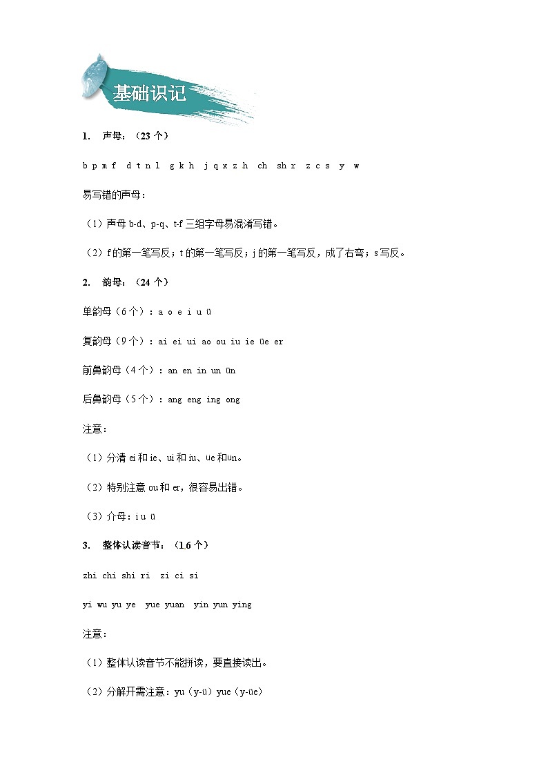 【知识精讲精练】部编版语文一年级上册-第三单元：语文园地 知识点讲义+练习（教师版+学生版）02