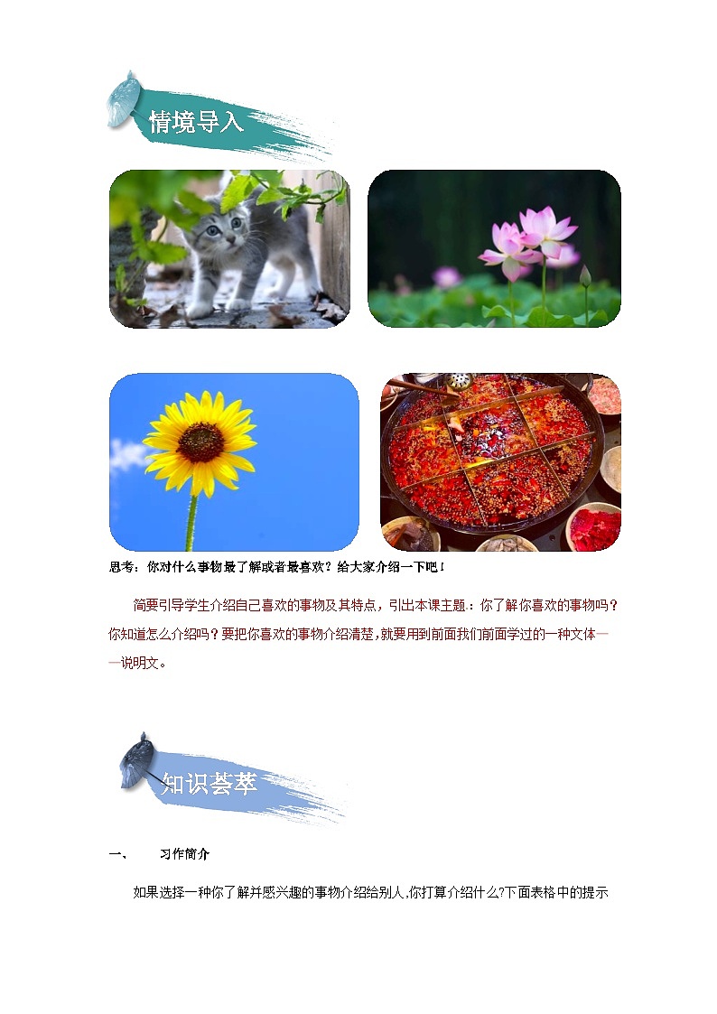 【知识精讲精练】部编版语文五年级上册-第五单元习作：介绍一种事物  讲义（教师版+学生版）02