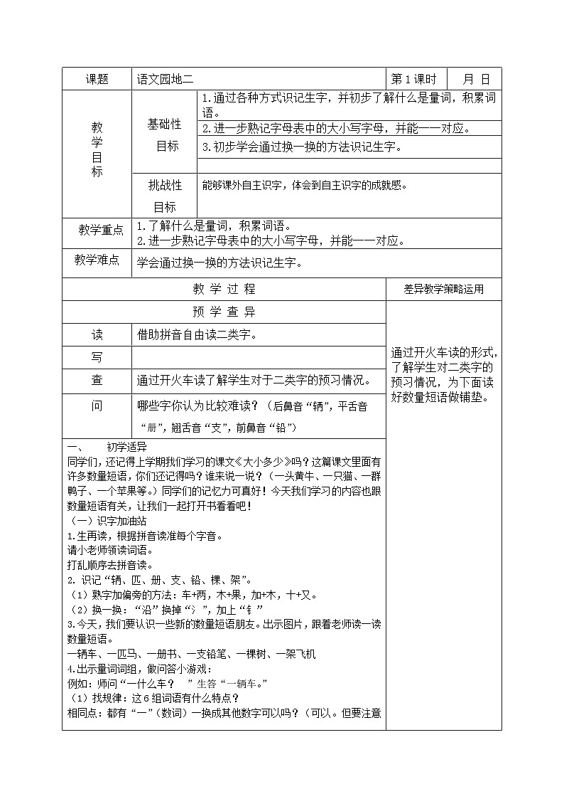 部编版一年级语文下册《语文园地二》教案第1页