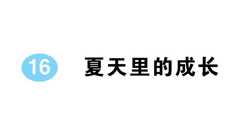 小学语文部编版六年级上册第16课《夏天里的成长》作业课件（2023秋）01