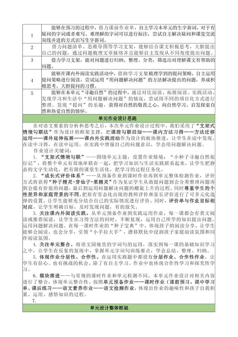统编版小学语文四年级上册第二单元作业设计202