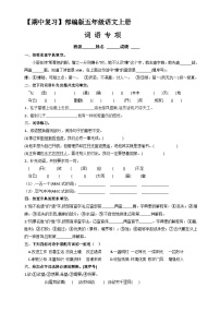 【期中复习】词语专项（有答案）人教部编五年级语文上册期中