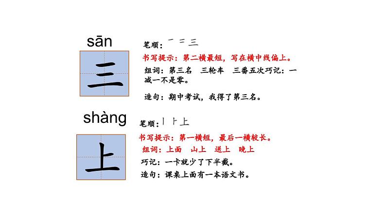 小学语文部编版一年级上册第一单元复习课件（2023秋新课标版）第7页