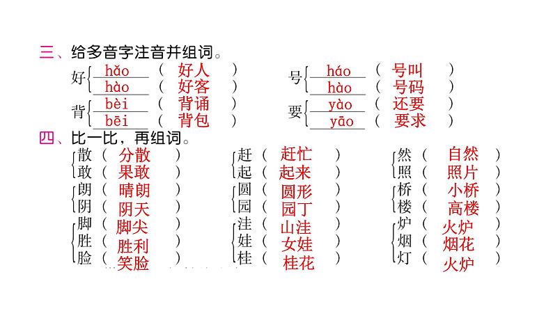 人教版小学语文二年级上册期末专项复习课件04