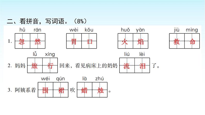 人教版小学语文三年级上册第三单元综合能力评价课件03