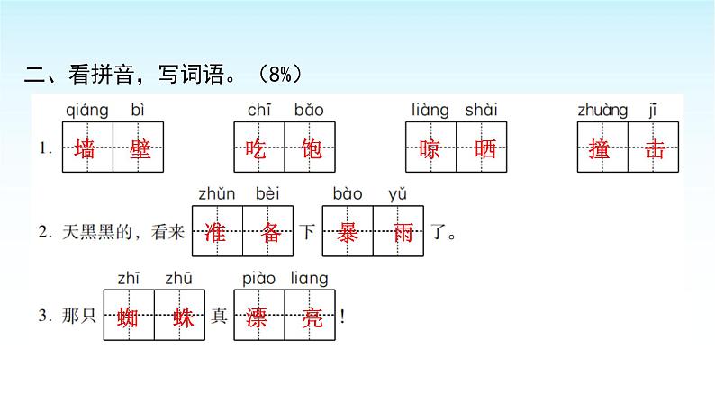 人教版小学语文三年级上册第四单元综合能力评价课件04