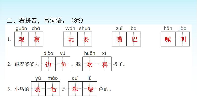 人教版小学语文三年级上册第五单元综合能力评价课件04