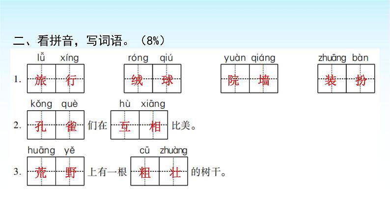 人教版小学语文三年级上册期中综合能力评价课件第3页