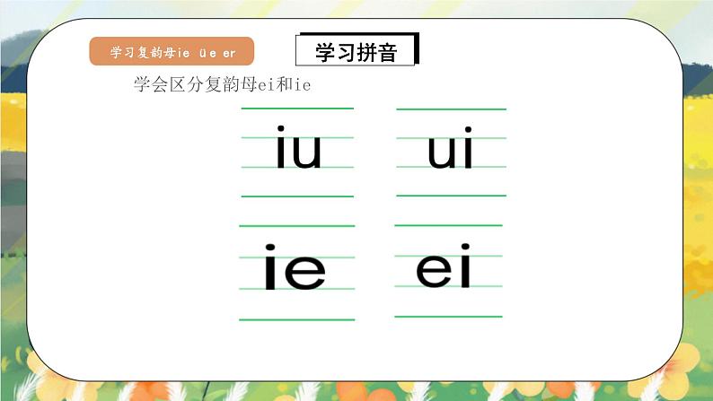 人教版语文一年级上册课件汉语拼音11 ie üe er（课件）08