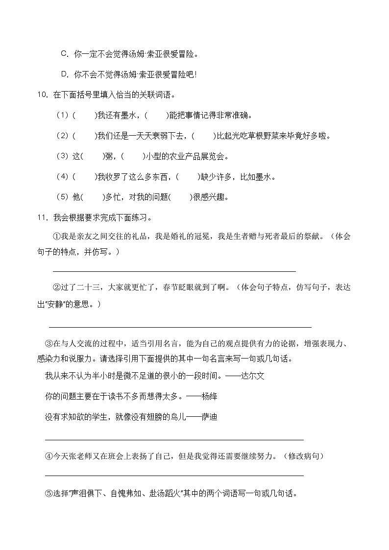 【高效提升】小升初语文冲刺卷（A卷）（部编版有答案）第3页