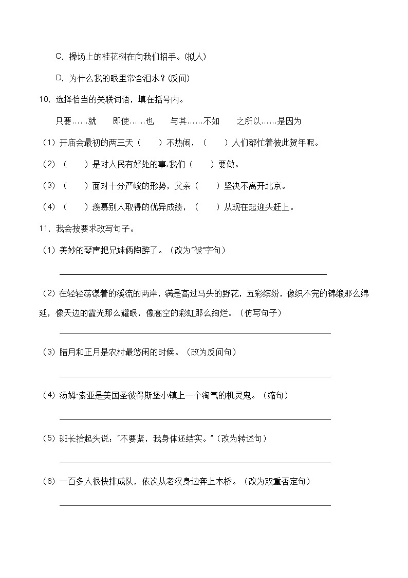 【高效提升】小升初语文冲刺卷（C卷）（部编版有答案）03