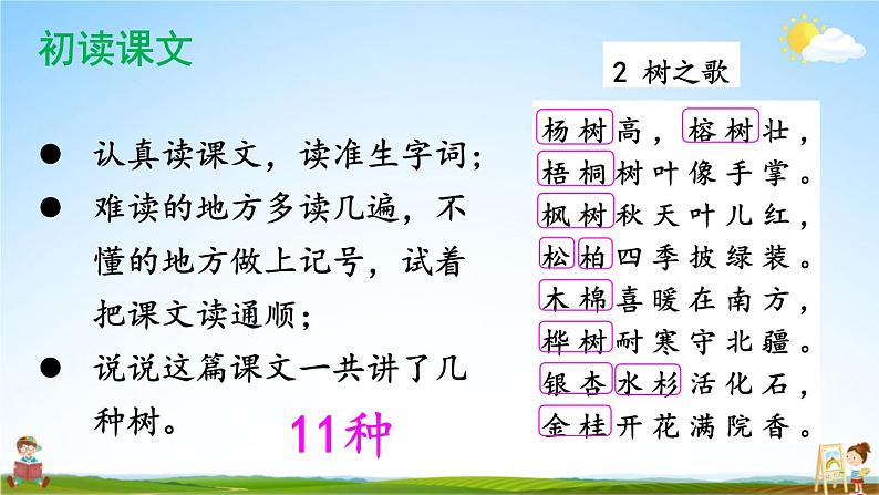 人教部编版小学二年级语文上册《2 树之歌》课堂教学课件PPT公开课第3页