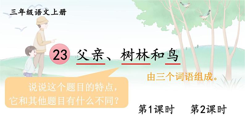 人教部编版小学语文三年级上册《23 父亲、树林和鸟》课堂教学课件PPT公开课01