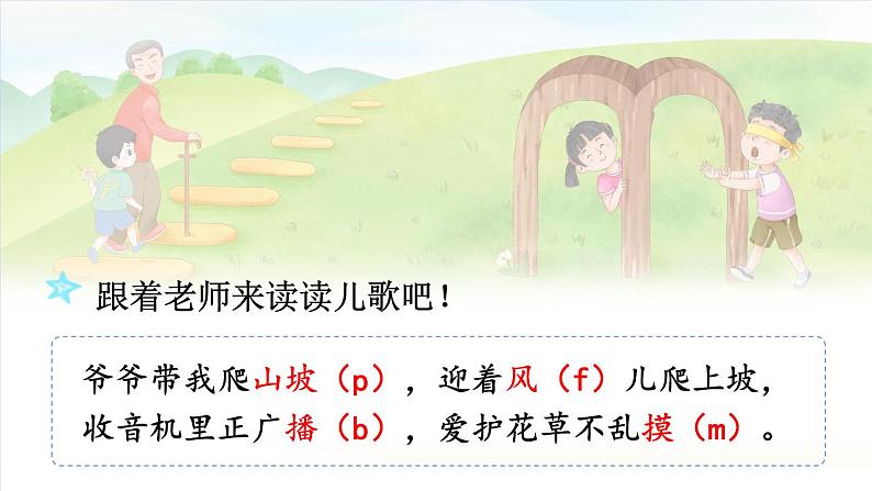 人教部编版小学语文一年级上册《3 b p m f》课堂教学课件PPT公开课第8页