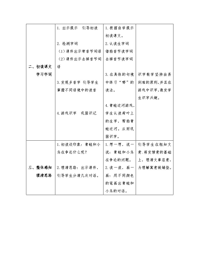 部编版语文二年级上册 12 坐井观天 （教学设计）（表格式）第3页