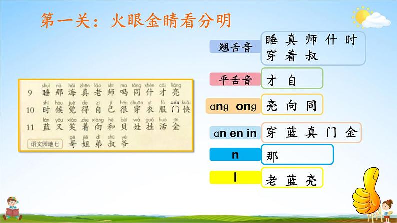 人教统编版语文小学一年级上册《第七单元复习》课堂教学课件PPT公开课第5页