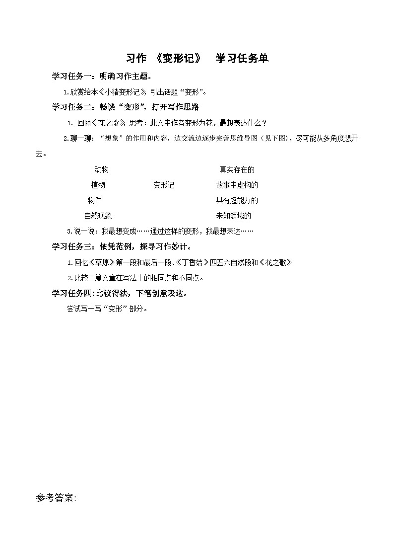 第一单元《习作：变形记》（教学课件+教学设计+学案+分层作业）-六年级语文上册部编版01