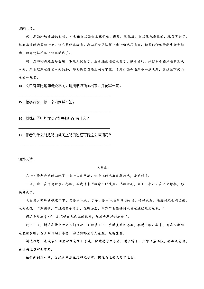 期中阶段调研卷（二）-2023-2024学年语文四年级上册（统编版）03