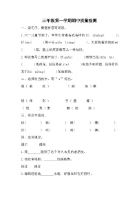 统编版三年级语文上册 期中质量检测试题（无答案）