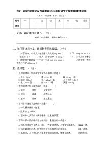 2021-2022学年武汉东湖高新区五年级语文上学期期末考试卷及答案