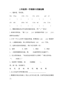 统编版三年级语文上册 期中质量检测 试题 （无答案）