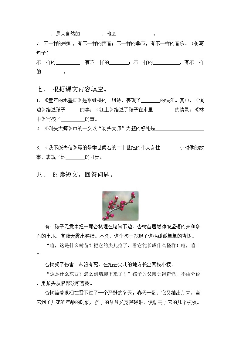 2023年部编版三年级语文上册期中试卷（附答案）03