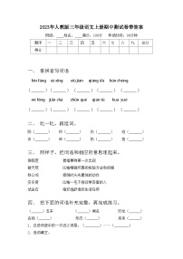 2023年人教版三年级语文上册期中测试卷带答案