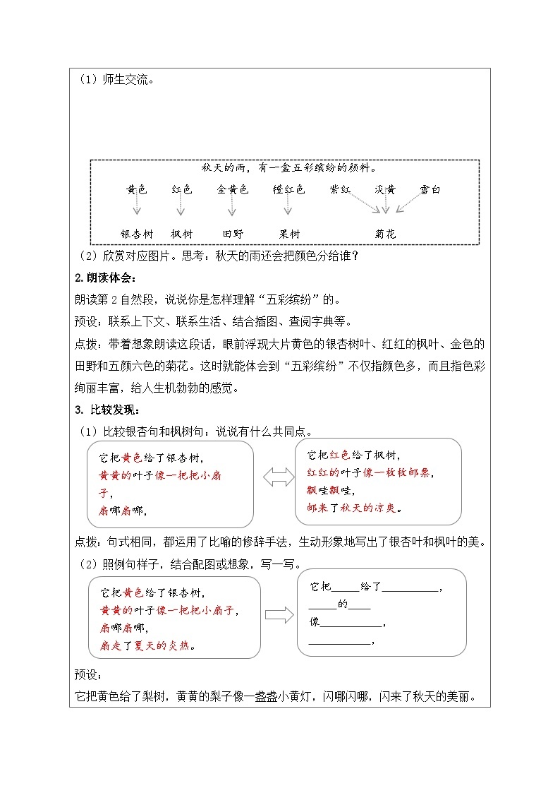 秋天的雨  公开课教案（第二课时）02