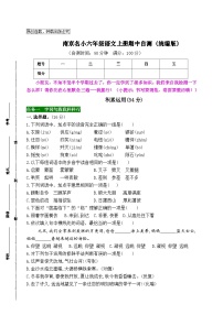 南京名小六年级语文上册期中自测-2023-2024学年新课标（统编版）