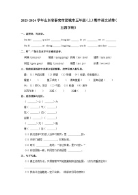 山东省肥城市2023-2024学年五年级上学期语文期中测试试题（含答案解析）