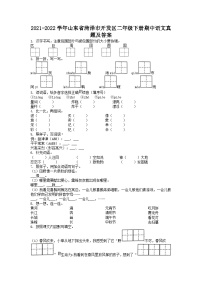 2021-2022学年山东省菏泽市开发区二年级下册期中语文真题及答案