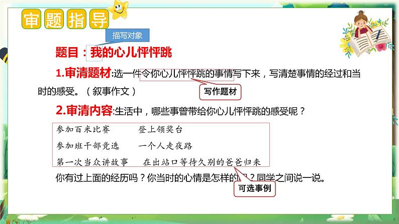 8、第八单元习作：我的心儿怦怦跳（教学课件）四年级语文上册单元作文（统编版）第3页