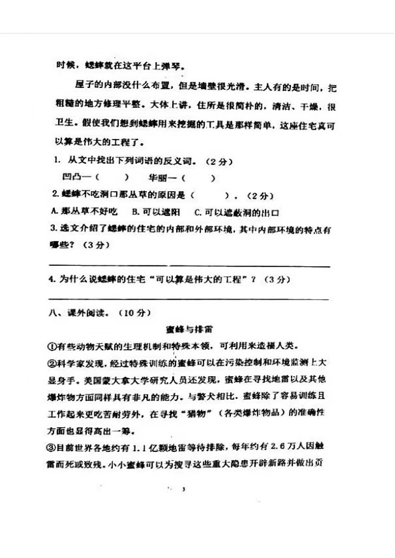 广东省肇庆市四会市东城区陶冲小学2023-2024学年四年级上学期11月期中语文试题03