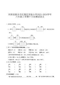 河南省新乡市红旗区实验小学2023-2024学年六年级上学期十月份测试语文