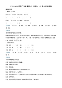 2022-2023学年广东省揭阳市部编版二年级上册期中考试语文试卷（解析版）